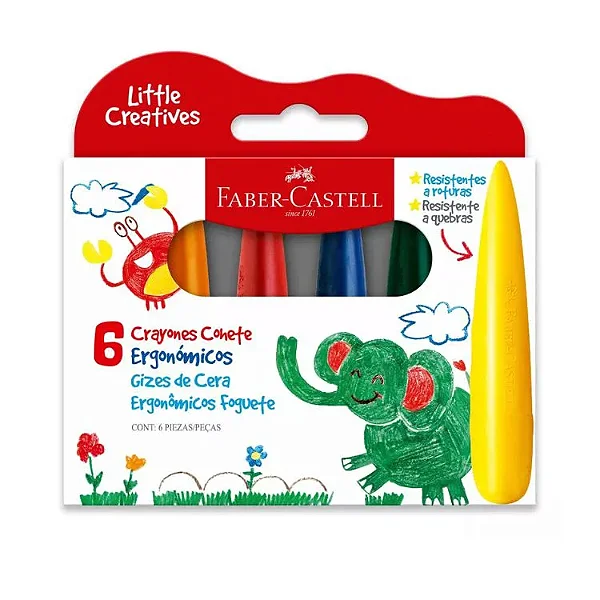 Giz de Cera Foguete C/6 Cores 121718 FABER-CASTELL