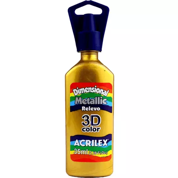 Tinta Dimensional Metaliza Dourado solcar 598 Acrilex