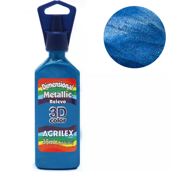 Tinta Dimensional Metálica - 35ml - Azul - 559 - Acrilex