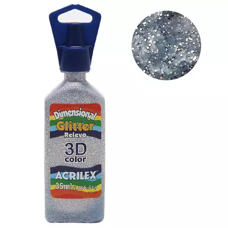 Tinta Acrilex Dimensional Glitter 3D 202- Prata