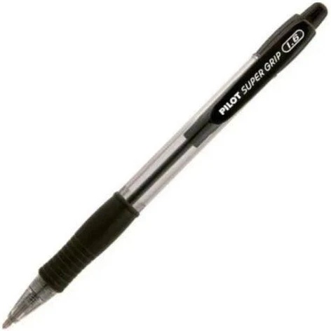 Caneta Esferográfica Pilot Super Grip Retrátil 1.0 Ponta Media Preta