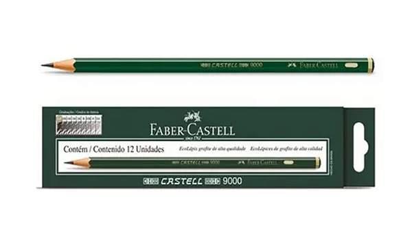 Caixa de Lápis Preto B Sextavado Faber Castell Regente 9000 C/12