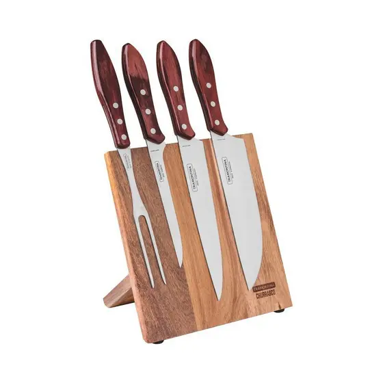 Jogo Churrasco Inox 5Pc Polywood Vermelho Tramontina
