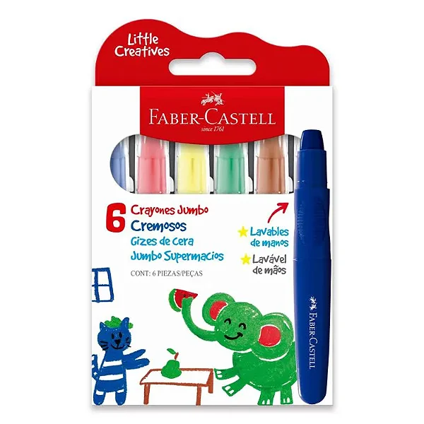 Giz de Cera Jumbo Retrátil C/6 Cores 224006 FABER-CASTELL