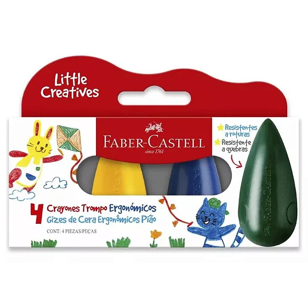 Giz de Cera Pião C/4 Cores 121717 FABER-CASTELL