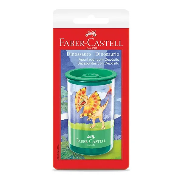 Apontador C/ Depósito Dinossauro Verde SM/123DINOZF FABER-CASTELL