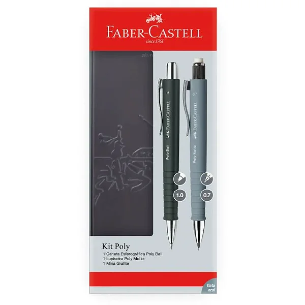 Kit Poly Ball 1.0mm + Lapiseira 0.7mm + Mina ES/ESLPPOLY FABER-CASTELL
