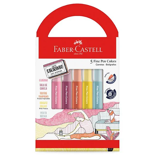Fine Pen com Cheirinho Revigora & Energiza 5 Cores FPB/ESREZF FABER-CASTELL