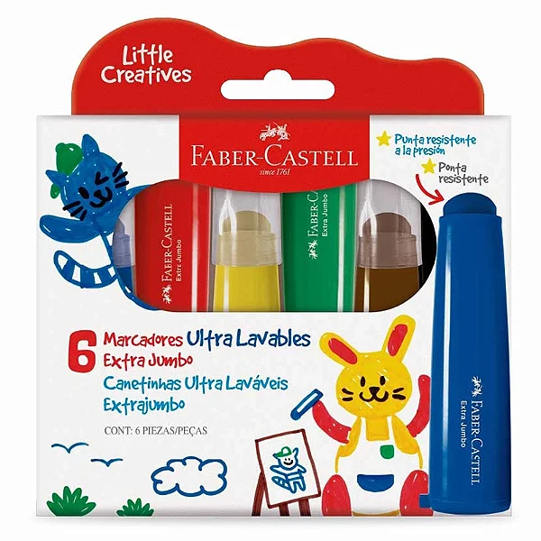 Caneta Hidrografica Faber C/  6 Cores Extra Jumbo 354504