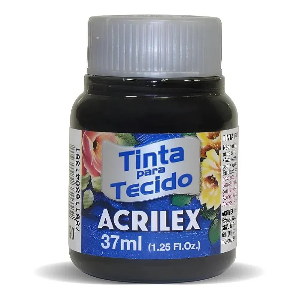 Tinta para Tecido fosca 520 preto - acrilex