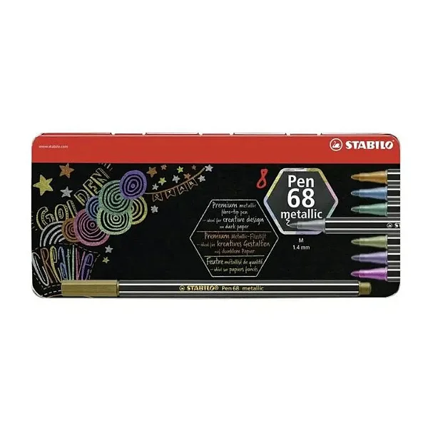 Estojo Canetas Pen 68 Metallic C/ 8 Cores 6808/8 STABILO