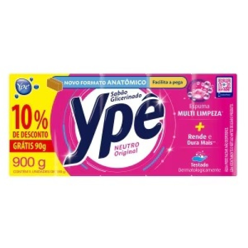 Sabão Barra Glicerinado Neutro Ype 5x180g