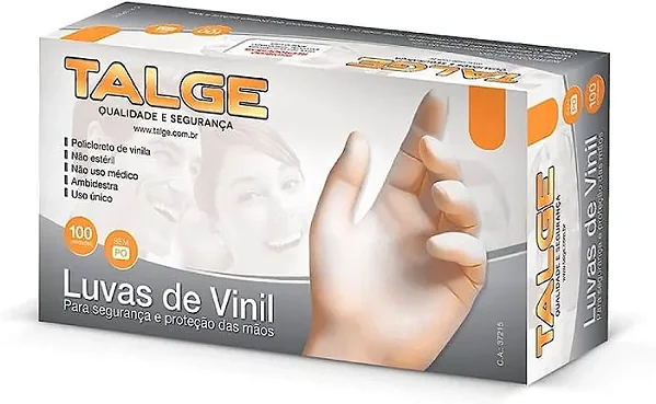 Luva Vinil Talge Sem Amido Tam M Uso Geral Industrial