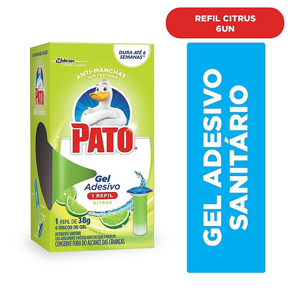Desodorizador Sanitário Pato Gel Adesivo Citrus Refil 6 Discos