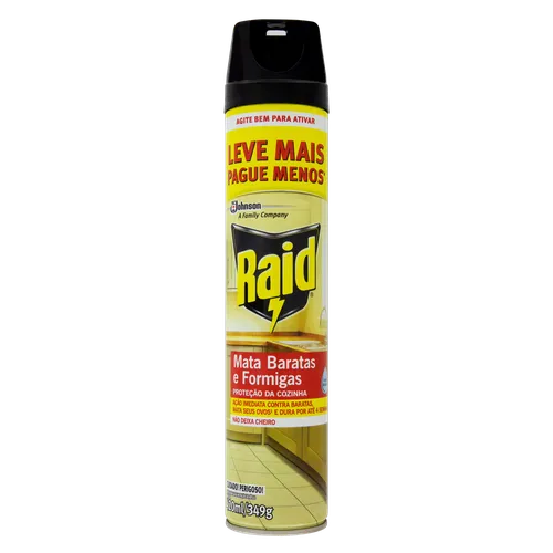 Inseticida Aerossol Mata Baratas e Formigas Raid 300ml Grátis 150ml