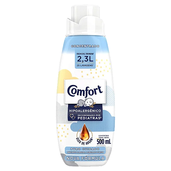 Amaciante de Roupa Concentrado Puro Cuidado Comfort Frasco Leve 500ml Pague 400ml