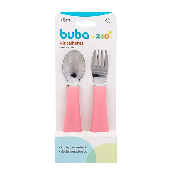 Kit Talheres Infantil Garfo E Colher Bubabzoo Buba - Unicórnio