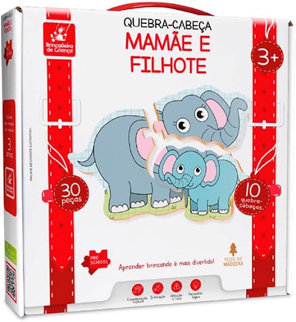 Brincadeira de Criança Quebra-Cabeça Infantil Mamãe e Filhote