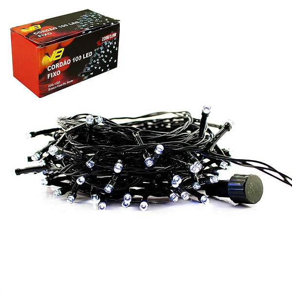 Pisca Pisca Led com 100 Branco Fixo Com Fio Verde 220V Ref 1523