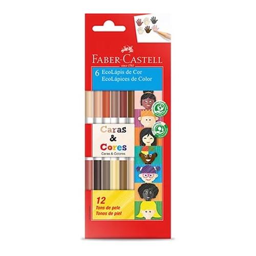 Lapis de Cor Faber Castell 12 Cores Tons de Pele Caras e Cores