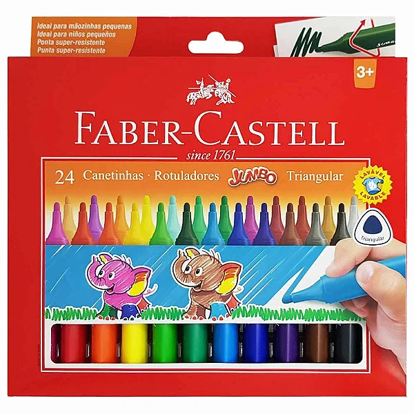 Canetinha Hidrografica Faber-castell Jumbo Triangular 24 Cores