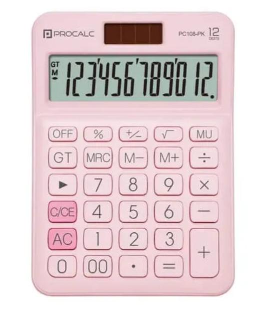 Calculadora de Mesa Rosa 12dig Pc108-pk