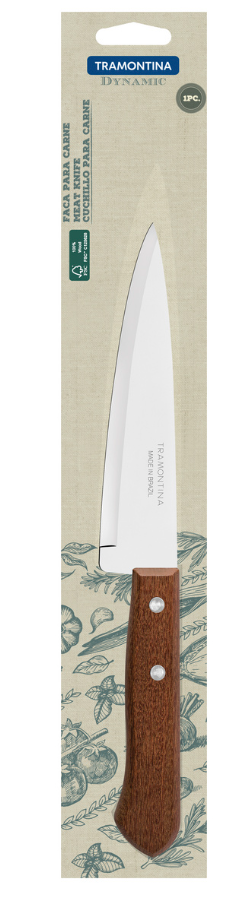 Faca Peixeira e Cozinha Tramontina Dynamic Com Lâmina de Aço Inox e Cabo de Madeira Natural 6"