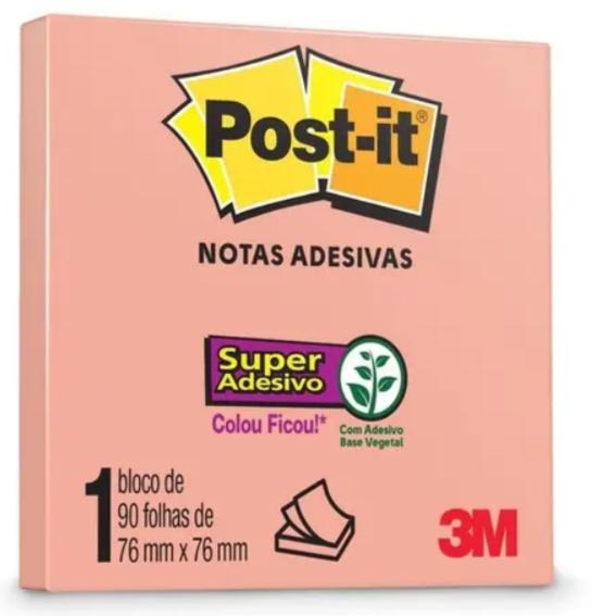 Bloco Adesivo Post-it 76x76mm Damasco 3m Hb004604029