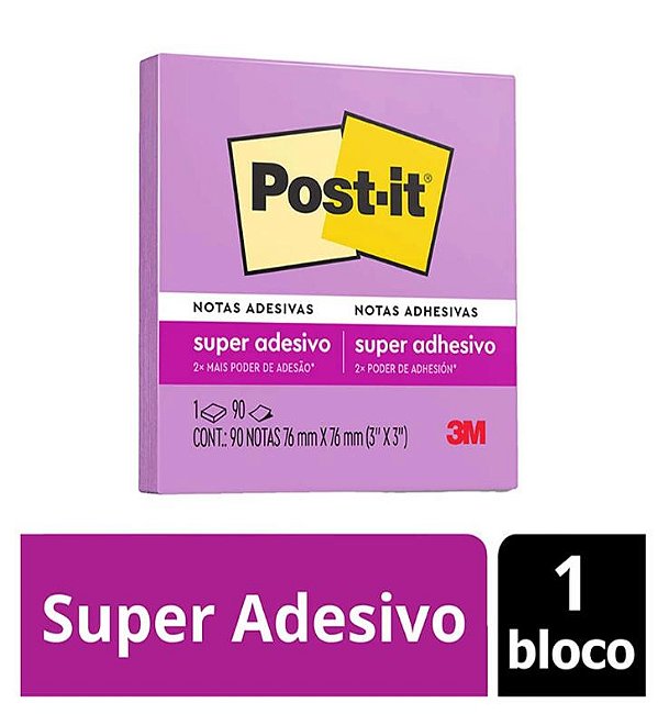 Bloco Adesivo Post-it 76x76mm Lilas 3m Hb004657217
