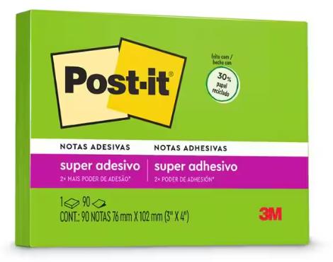 Bloco Adesivo Post-it 76x102mm Limeade 90f 3m