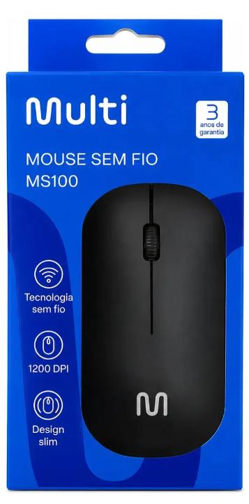 Mouse S/Fio MS100 Multilaser Preto MO307