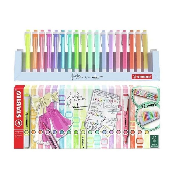 Caneta Marca Texto Stabilo Swing Cool Box C/18
