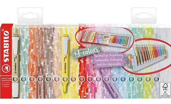 Caneta Marca Texto Stabilo Swing Cool Box C/18