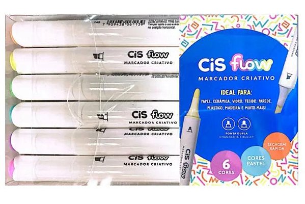 Marcador Cis Flow Est C/6 Pastel
