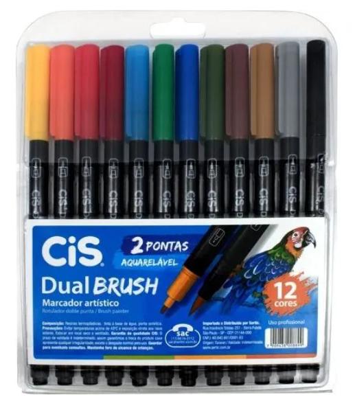 Caneta Cis Dual Brush C/12 Cores 56 7200