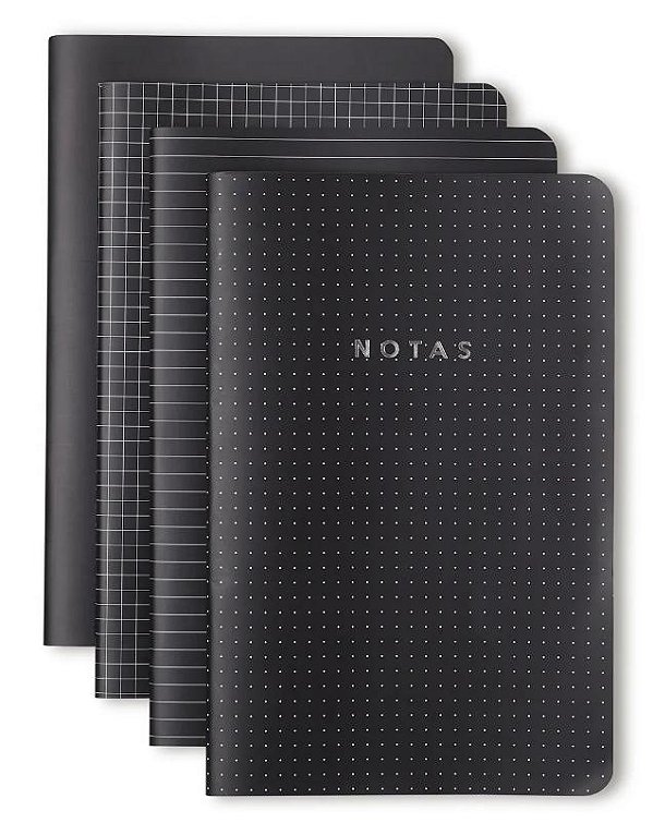 Kit Revista Notas 14x21 C/4 Unid Preta