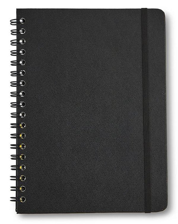 Caderno 17x24  Espiral Pauta Preto