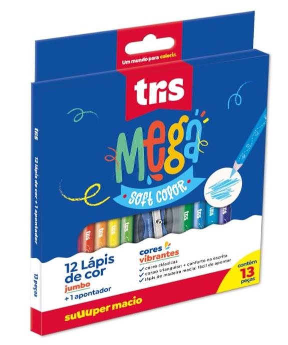 Lapis de Cor Tris Megasoft C/12 Cores Jumbo 2x1