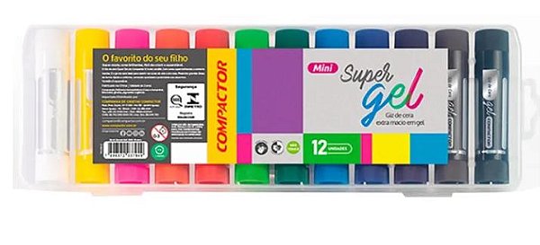 Giz de Cera Super Gel Mini Estojo C/12 Cores