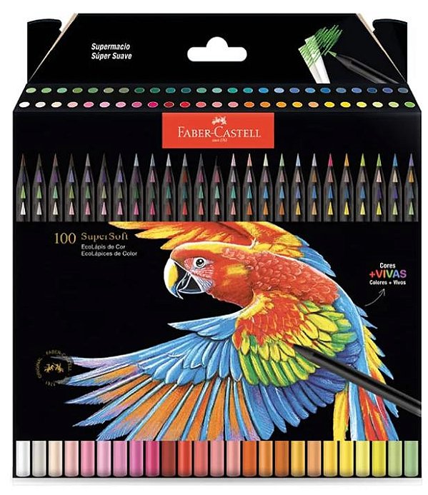 Lapis de Cor Faber-castell Supersoft Kit Com 100 Cores Soft