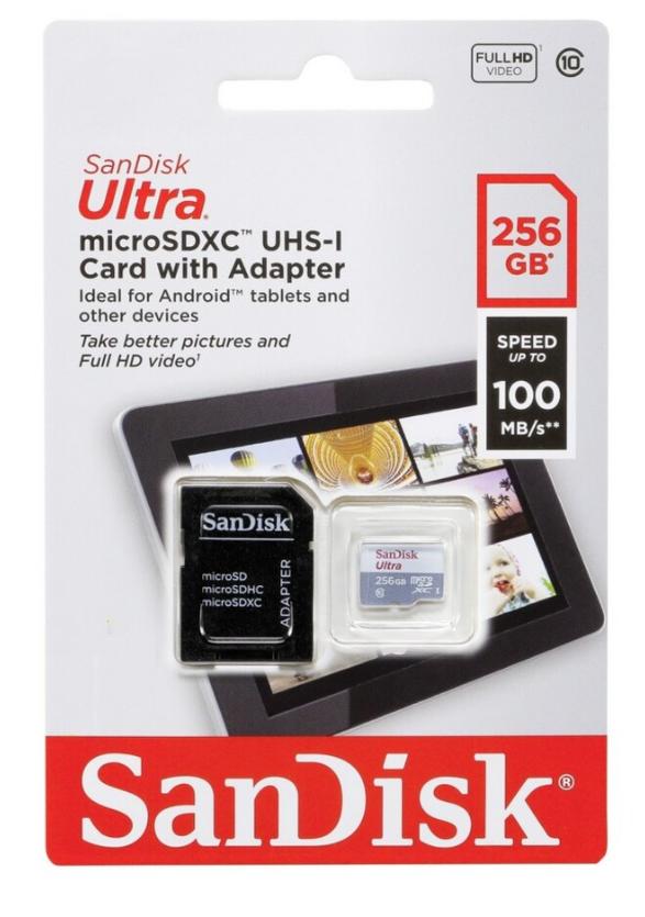 Cartao de Memoria 256gb Sandisk C/adaptador Classe 10
