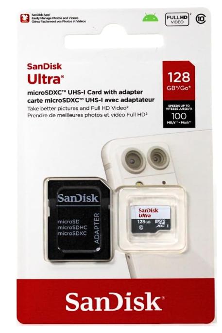 Cartao de Memoria 128gb Sandisk C/adaptador Classe 10
