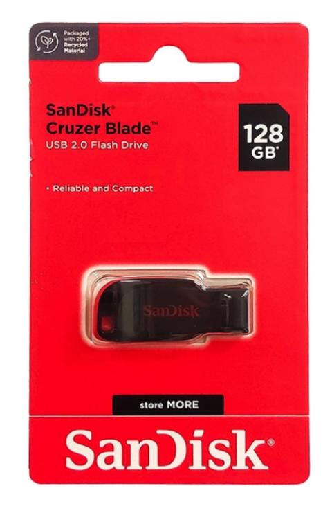 Pen Drive 128 Gb Sandisk Cruzer Blade Preto