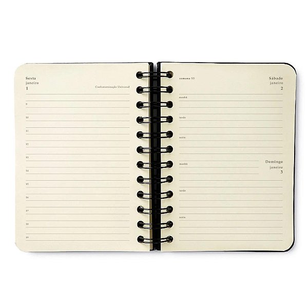 Agenda Planner Wireo 11,5x16 Diaria Relicario Realeza Off White
