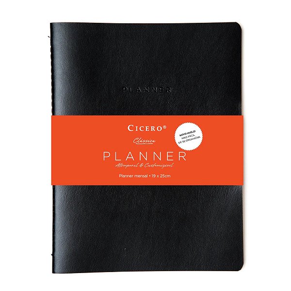 Agenda Planner Permanente Revista 19x25 Mensal Preta