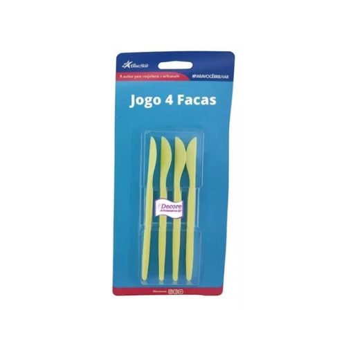 Kit Estecas 4 Facas Biscuit Confeitaria Artesanato Blue Star