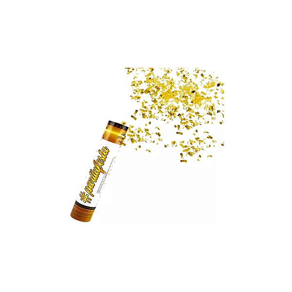 Lança Confete Festa Metalizado Dourado - PARTIU FESTA