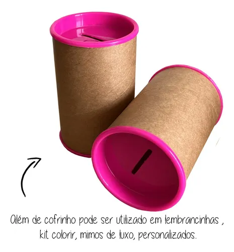 Kit Cofrinho Tampa Plastica Rosa Pink C/10 unidades