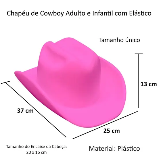 Chapéu Rosa Caipira Boiadeira Cowboy Infantil com Elástico - Toy Master