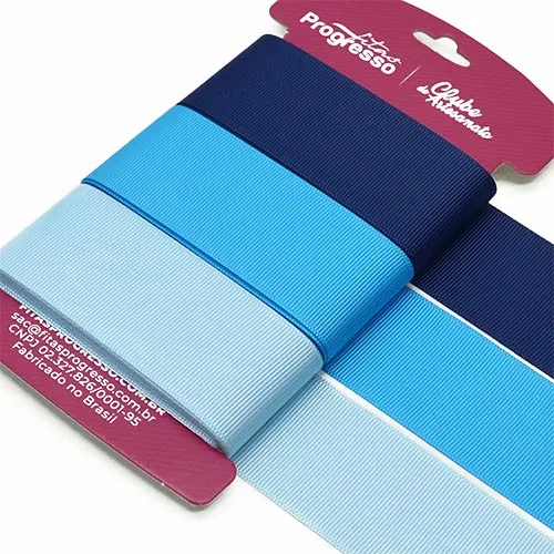 Kit Fita Gorgurão para Laços n°9 - 38mm com 9 metros Tons de Azul